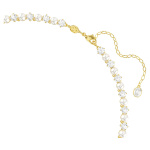Matrix Tennis necklace Crystal pearl, Round cut, White, Gold-tone plated